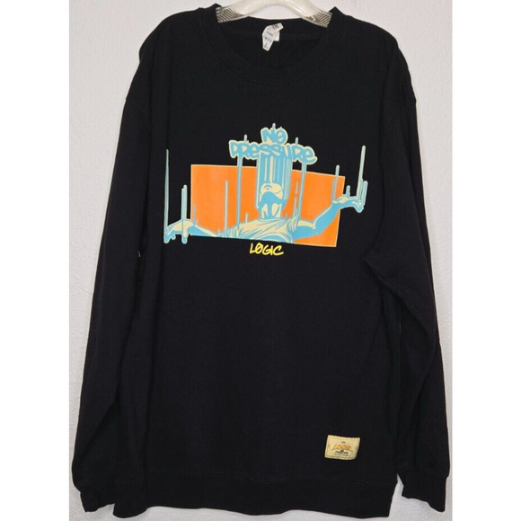 Logic No Pressure Sweatshirt Men 2XL Black Long Sleeve Crewneck Tour Concert Rap - Picture 1 of 10